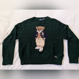 Ralph Lauren Green Sweater with Bear Design